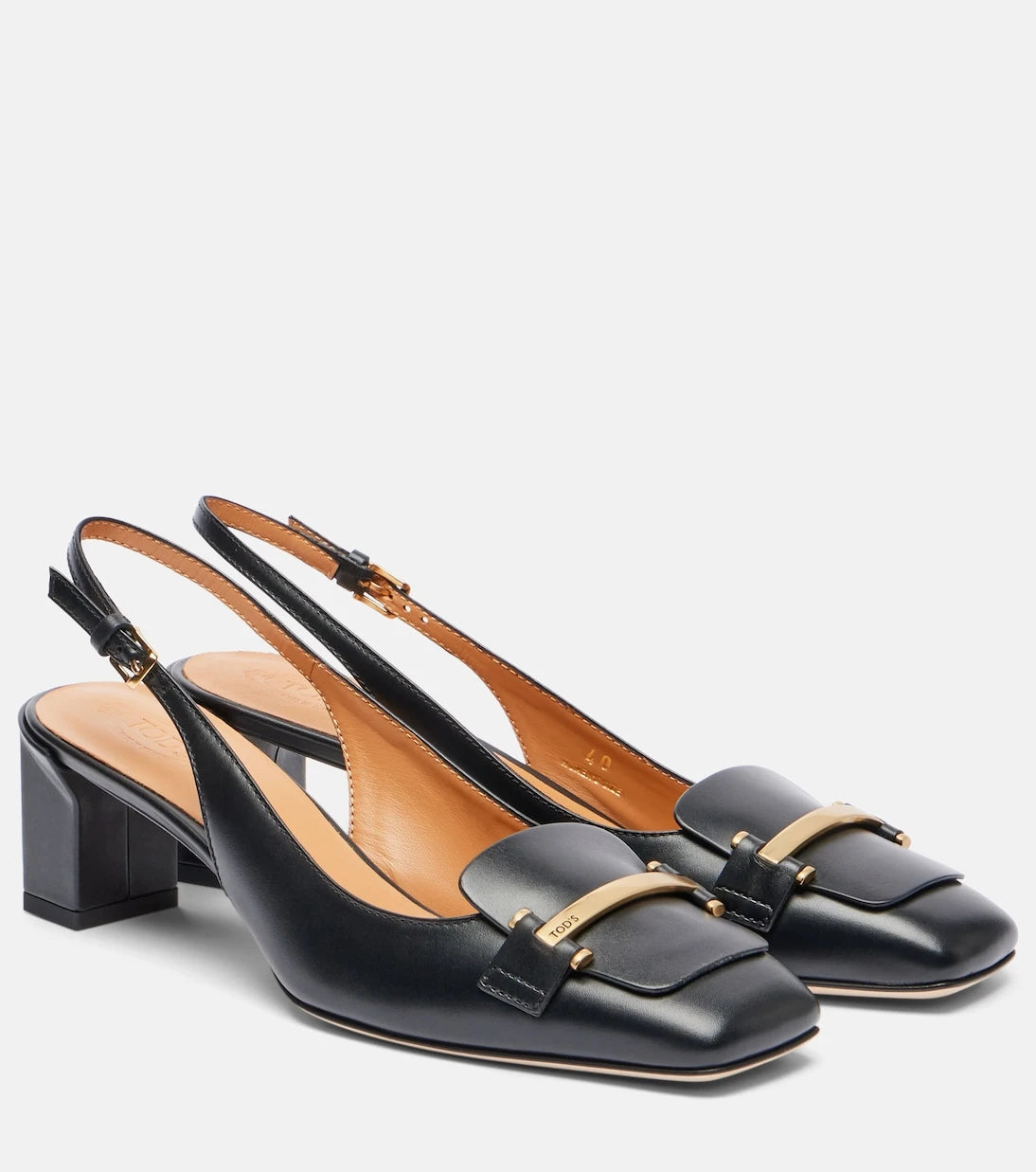 Tod's - 50 leather slingback pumps