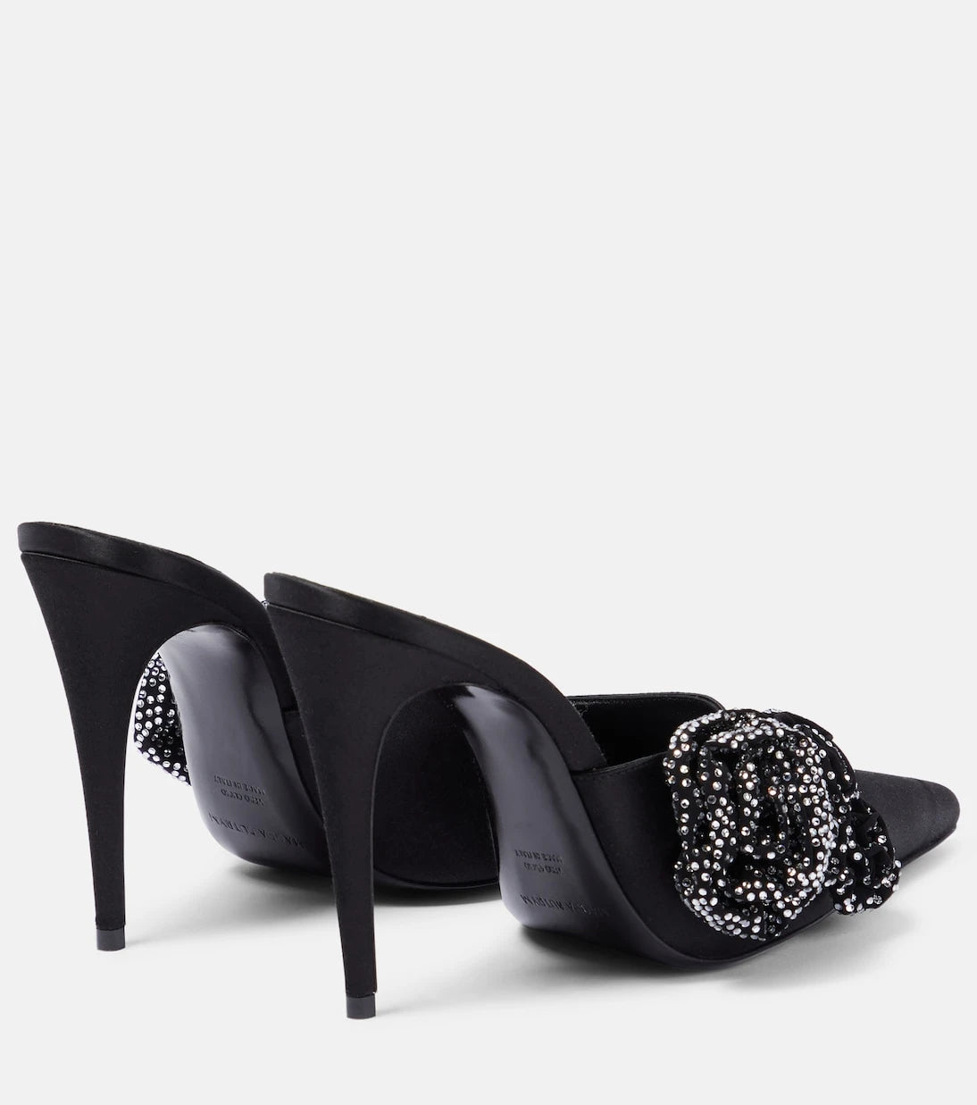 Magda Butrym - Floral-appliqué embellished satin mules