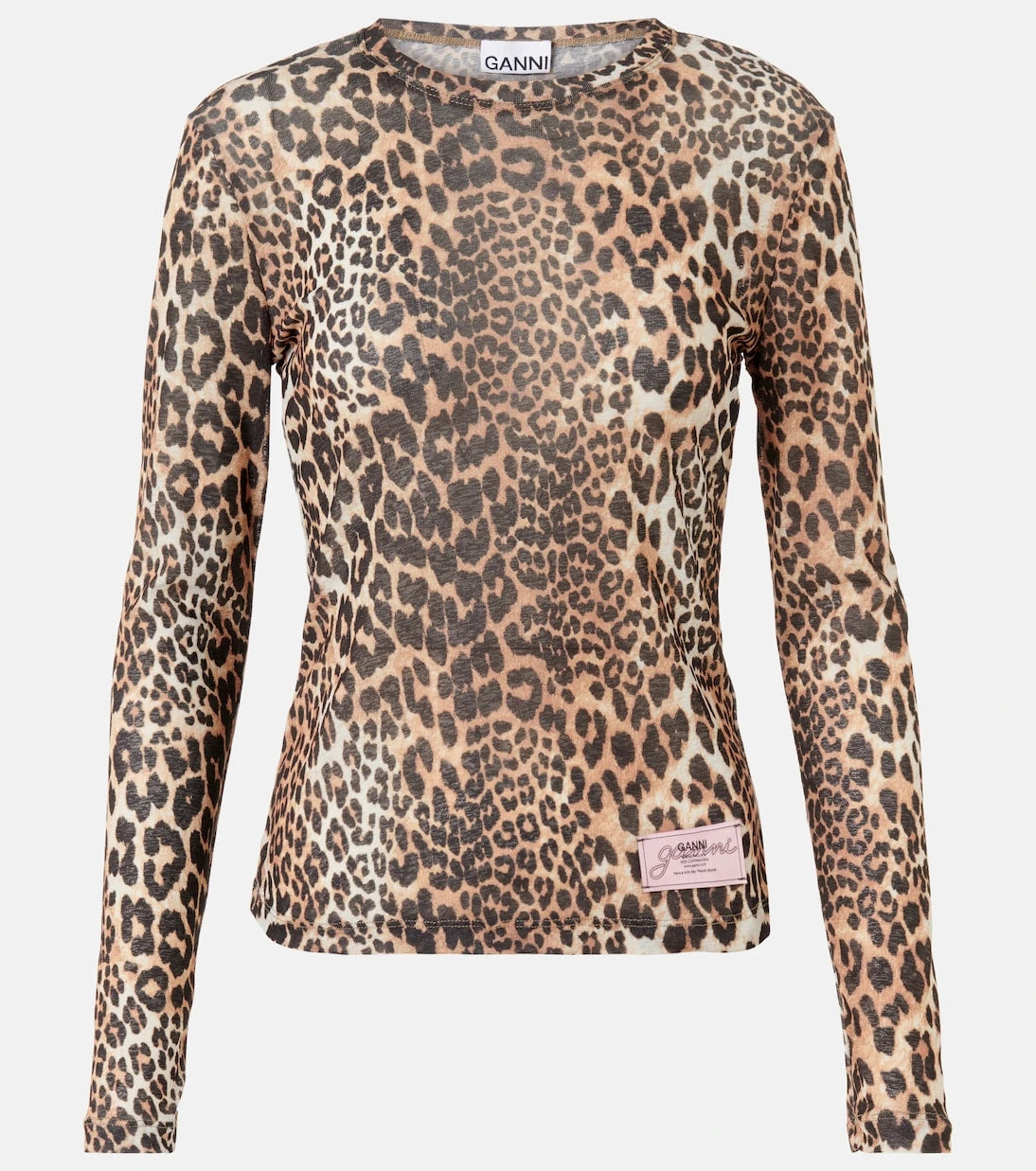 Ganni - Leopard-print mesh top
