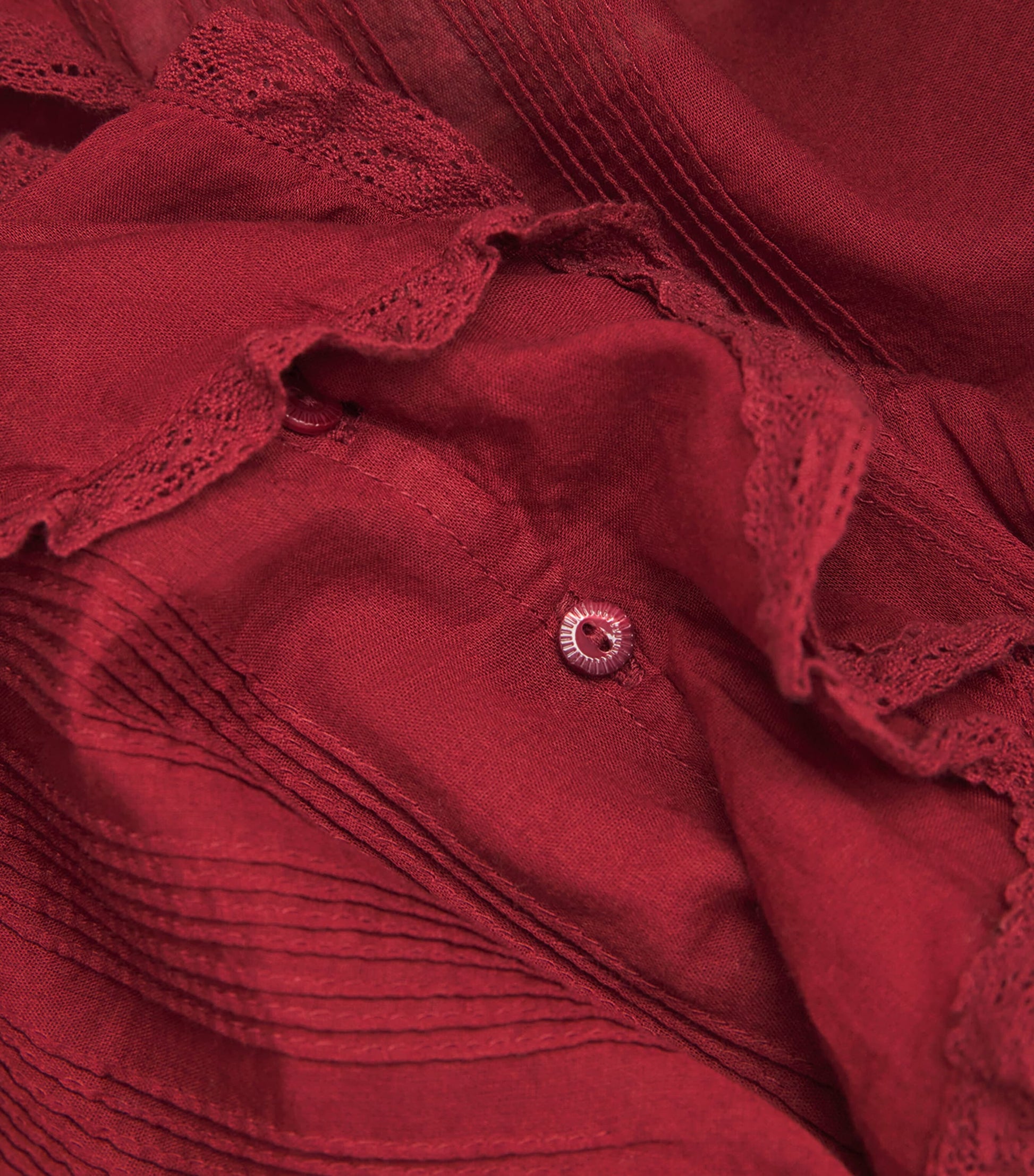 Organic Cotton Ruffled Hardy Blouse DEEP CRIMSON