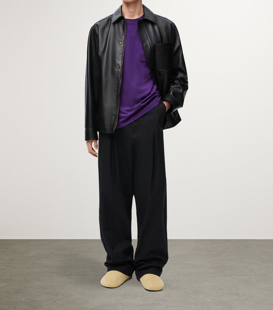 LOEWE Black Leather Shirt Jacket