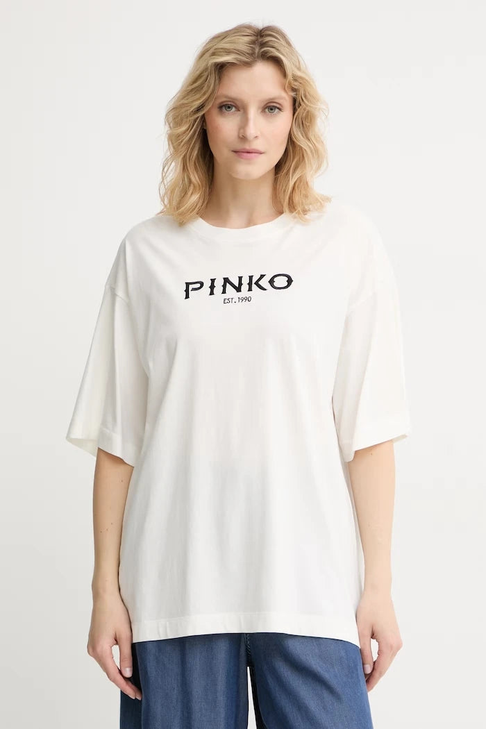 Pinko pamuklu kadın tişörtü