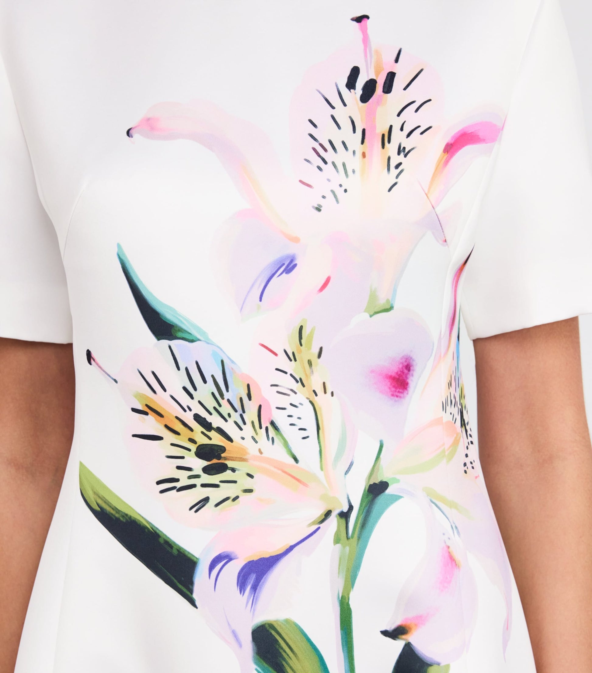 LEO LIN Multi Satin Floral Caroline Midi Dress