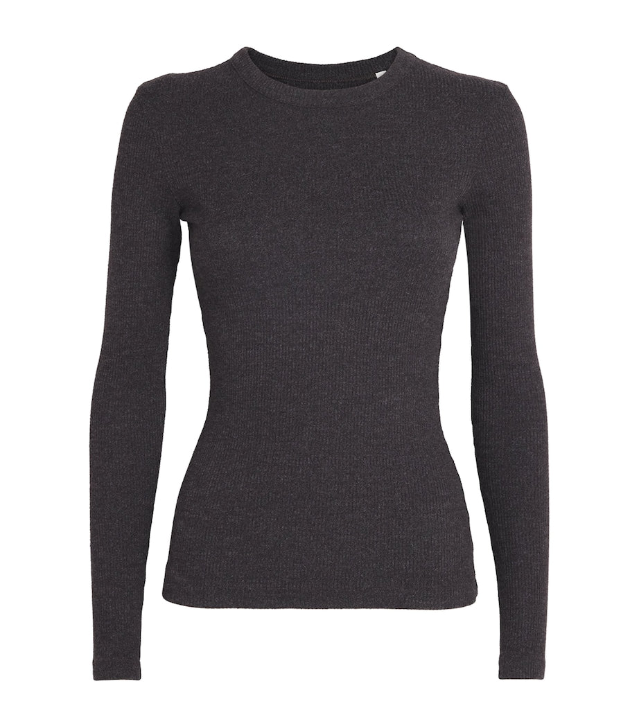 Citizens of Humanity Brown Ribbed Bina Crew-Neck Top