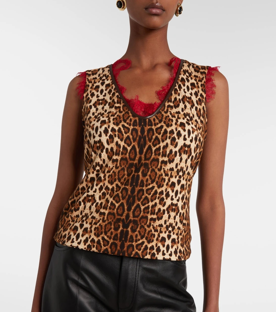 Jacques Wei - Lace-trimmed leopard-print top