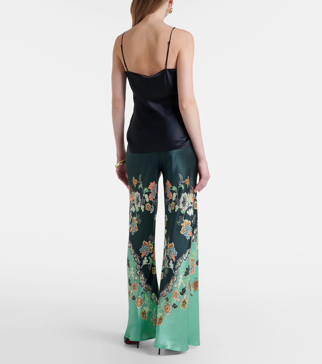 Roberto Cavalli - Floral silk satin flared pants