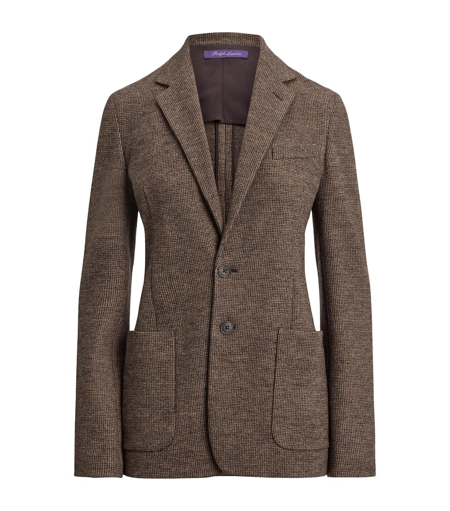 Ralph Lauren Collection Brown Wool Tick-Weave Jersey Hailey Blazer
