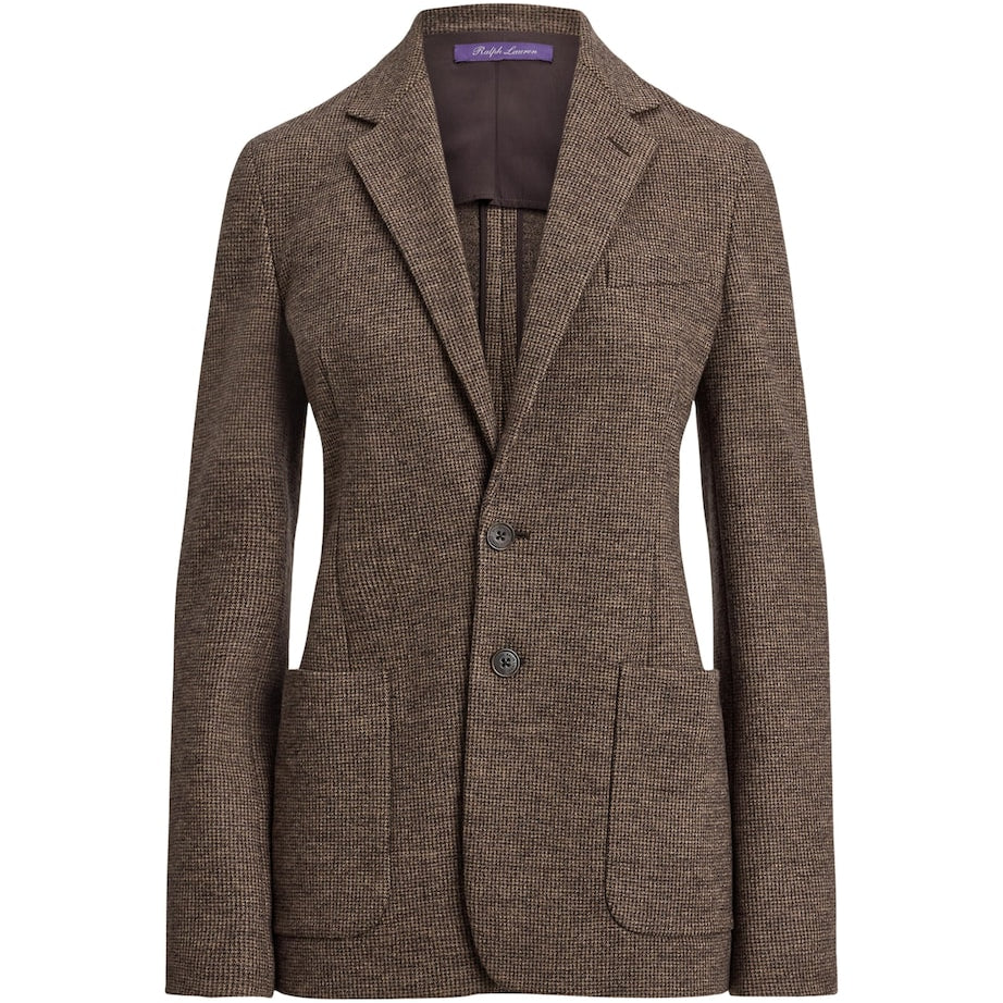 Ralph Lauren Collection Brown Wool Tick-Weave Jersey Hailey Blazer