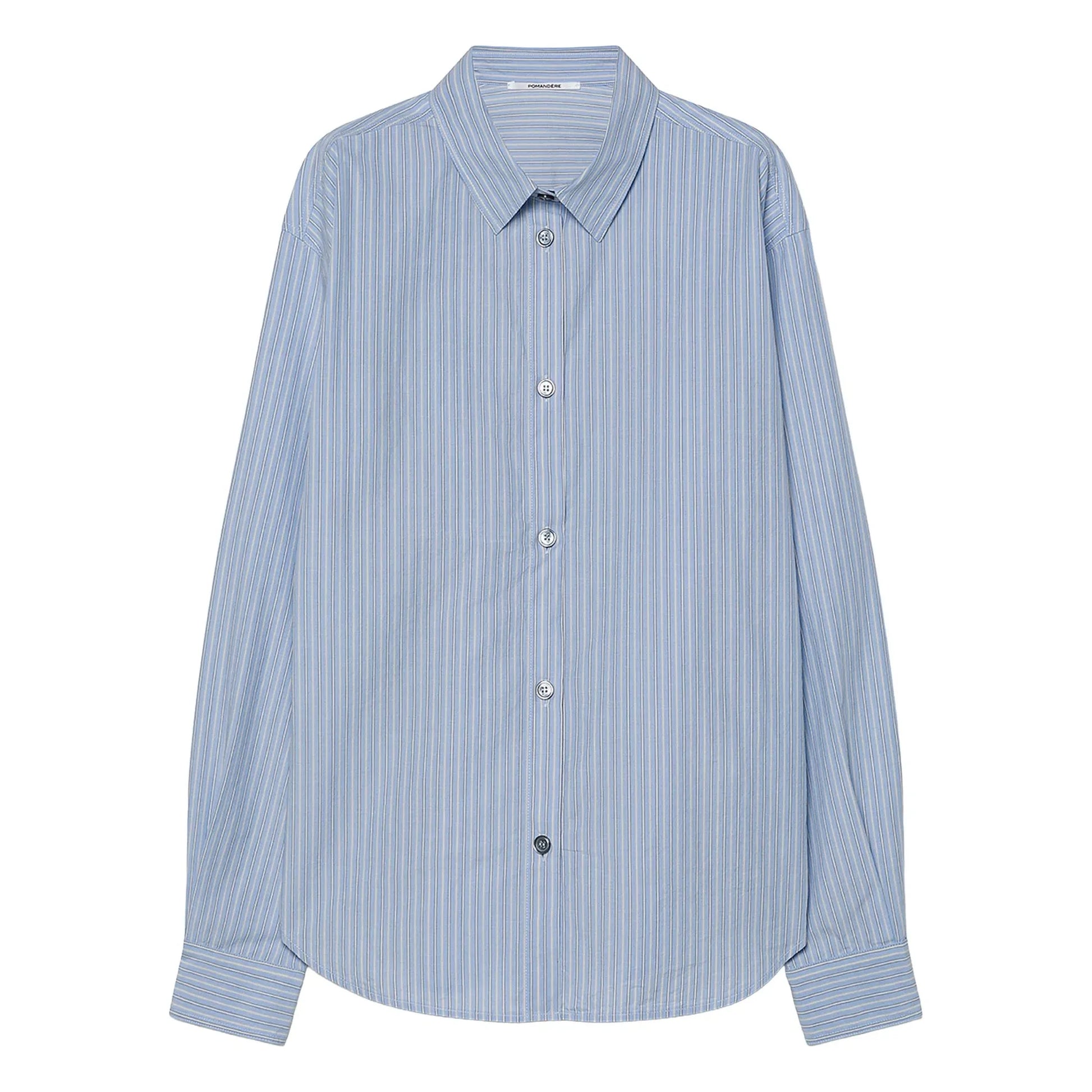 Pomandère - Striped Cotton Poplin Shirt | Blue