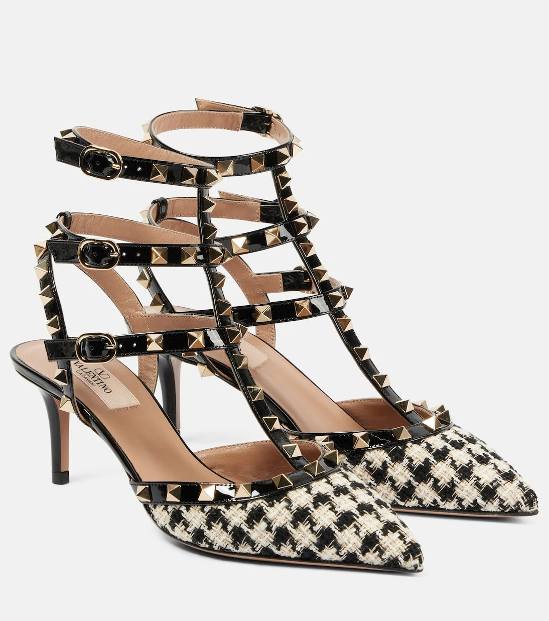 Valentino Garavani - Rockstud 65 leather-trimmed tweed pumps