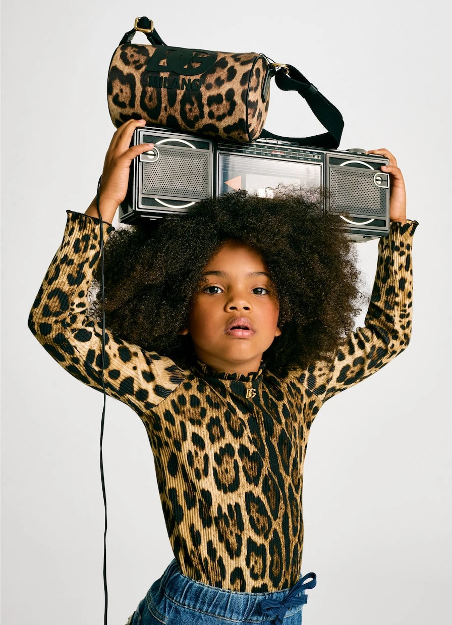 Dolce&Gabbana Kids - Leopard-print ribbed-knit top