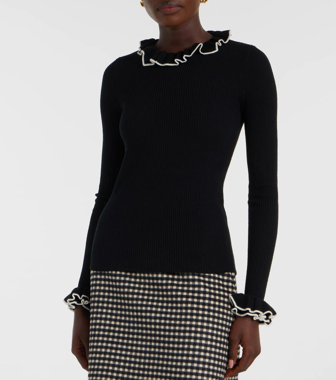 Valentino - Ruffled virgin wool sweater