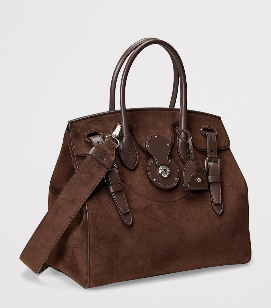 Ralph Lauren Collection Brown Suede Soft Ricky 33 Top-Handle Bag