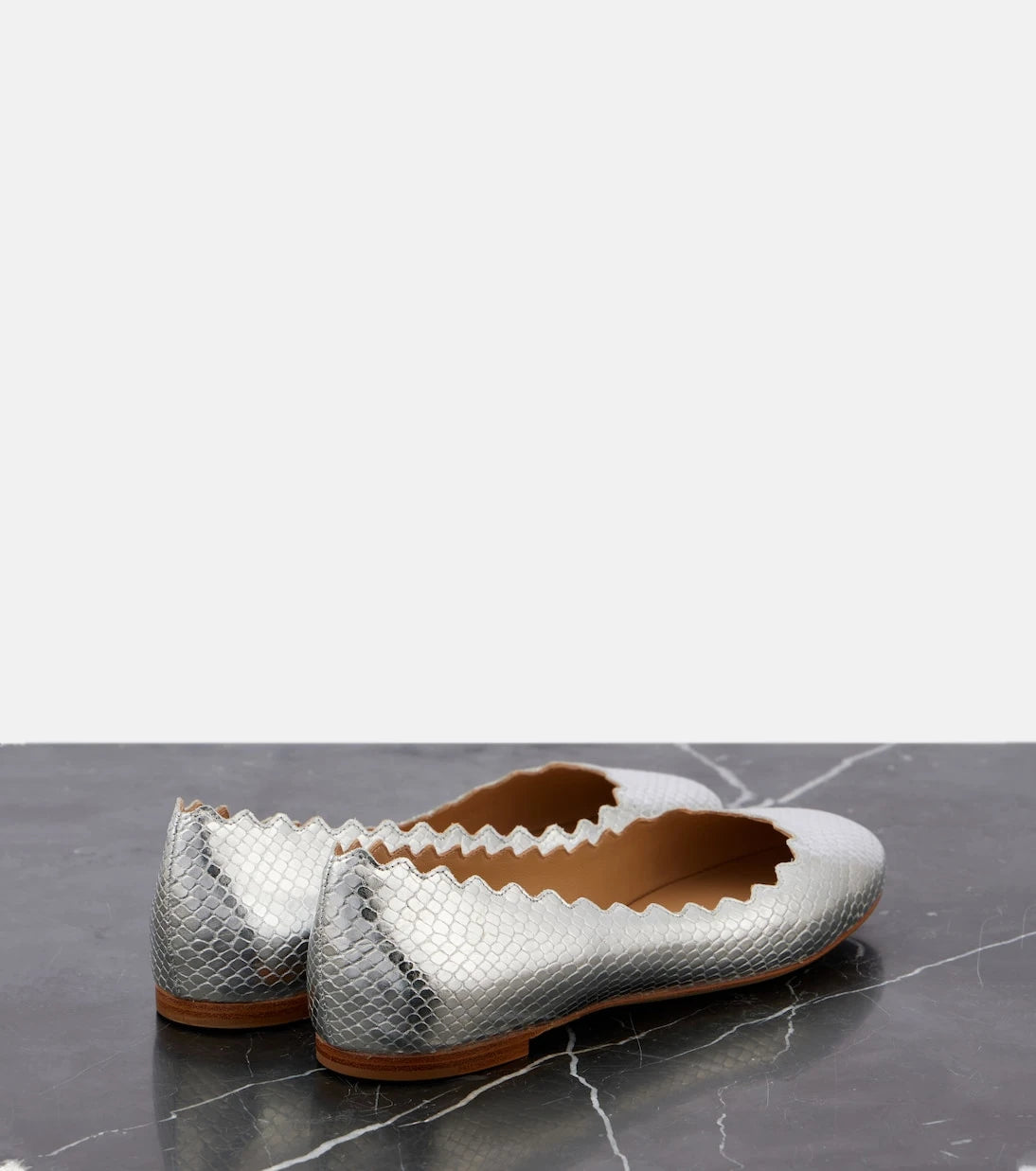 Chloé - Lauren croc-effect leather ballet flats