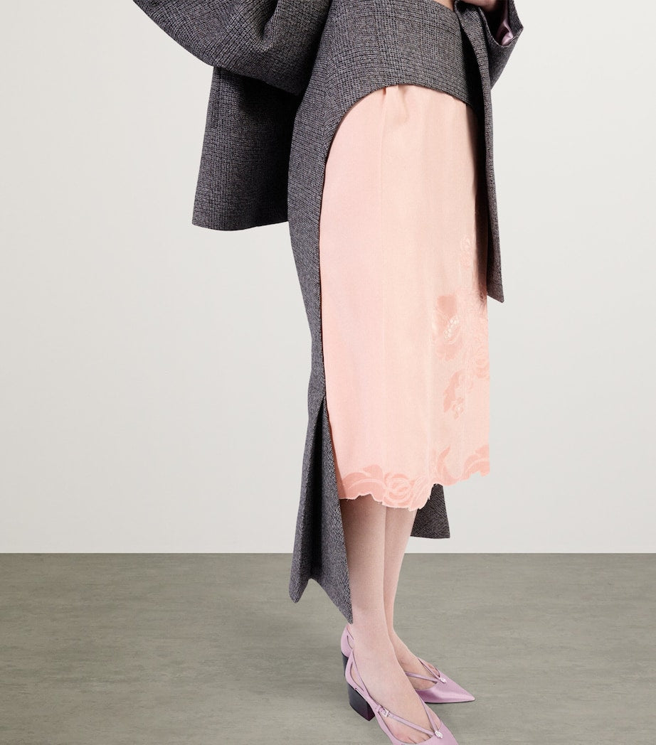 Orange Habotai Silk Midi Skirt