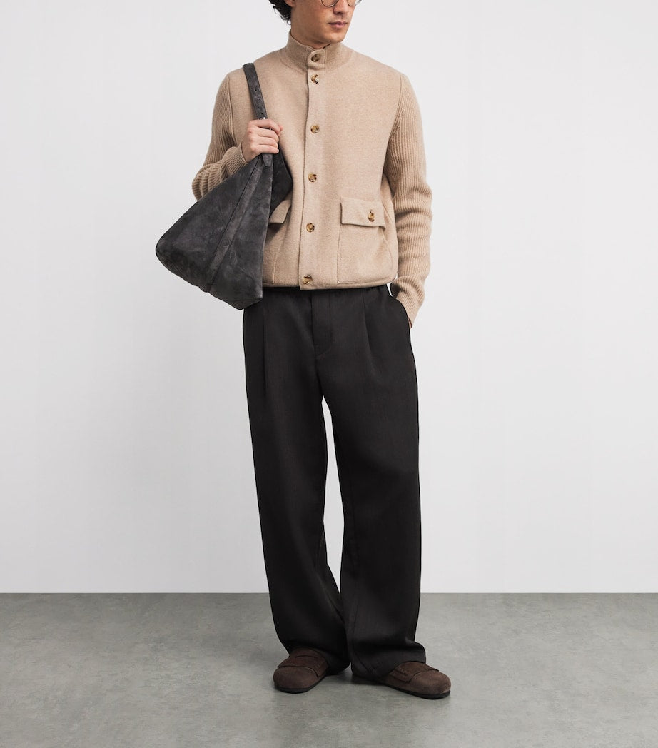 Lardini Wool-Blend High-Neck Cardigan