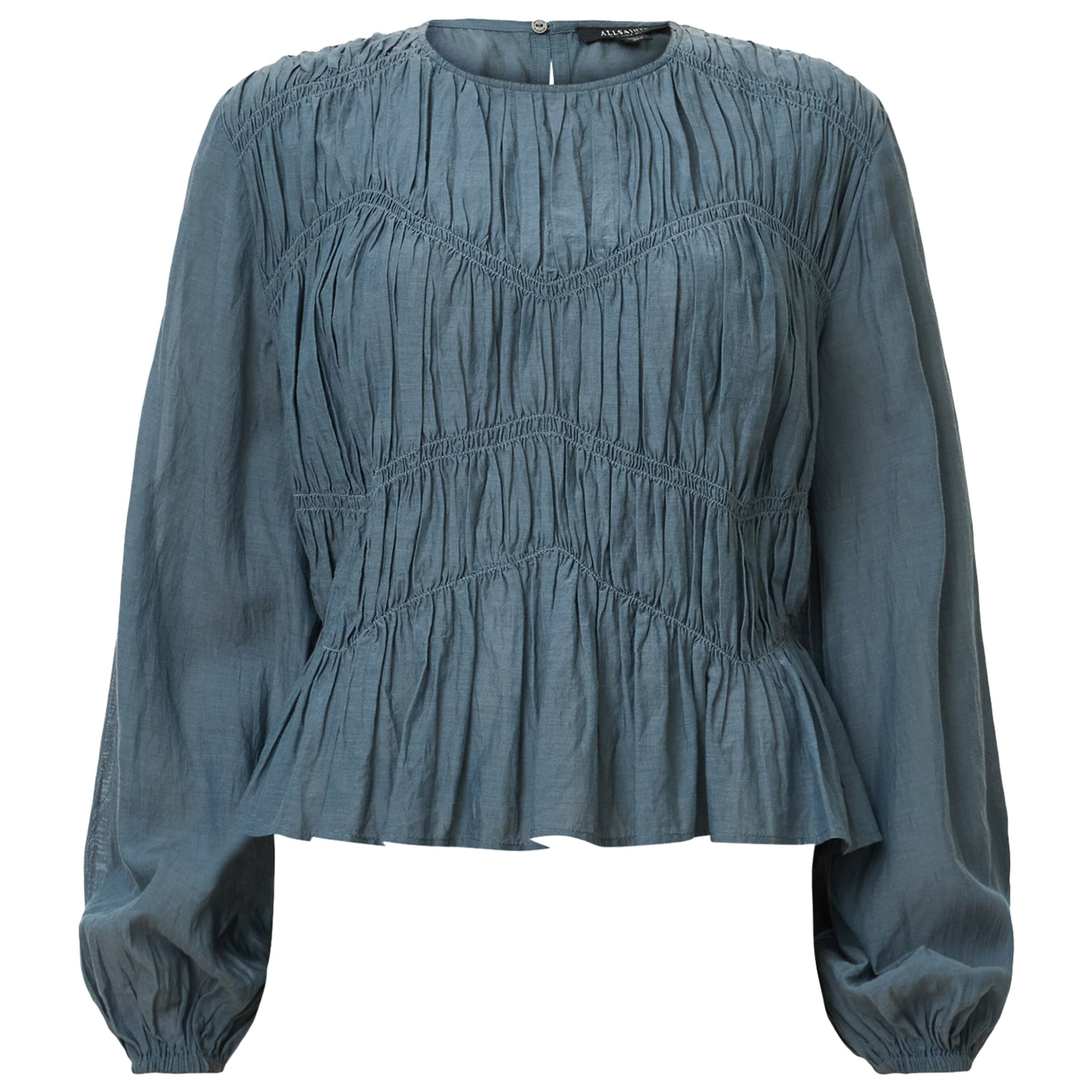 AllSaints Blue Gathered Melani Blouse