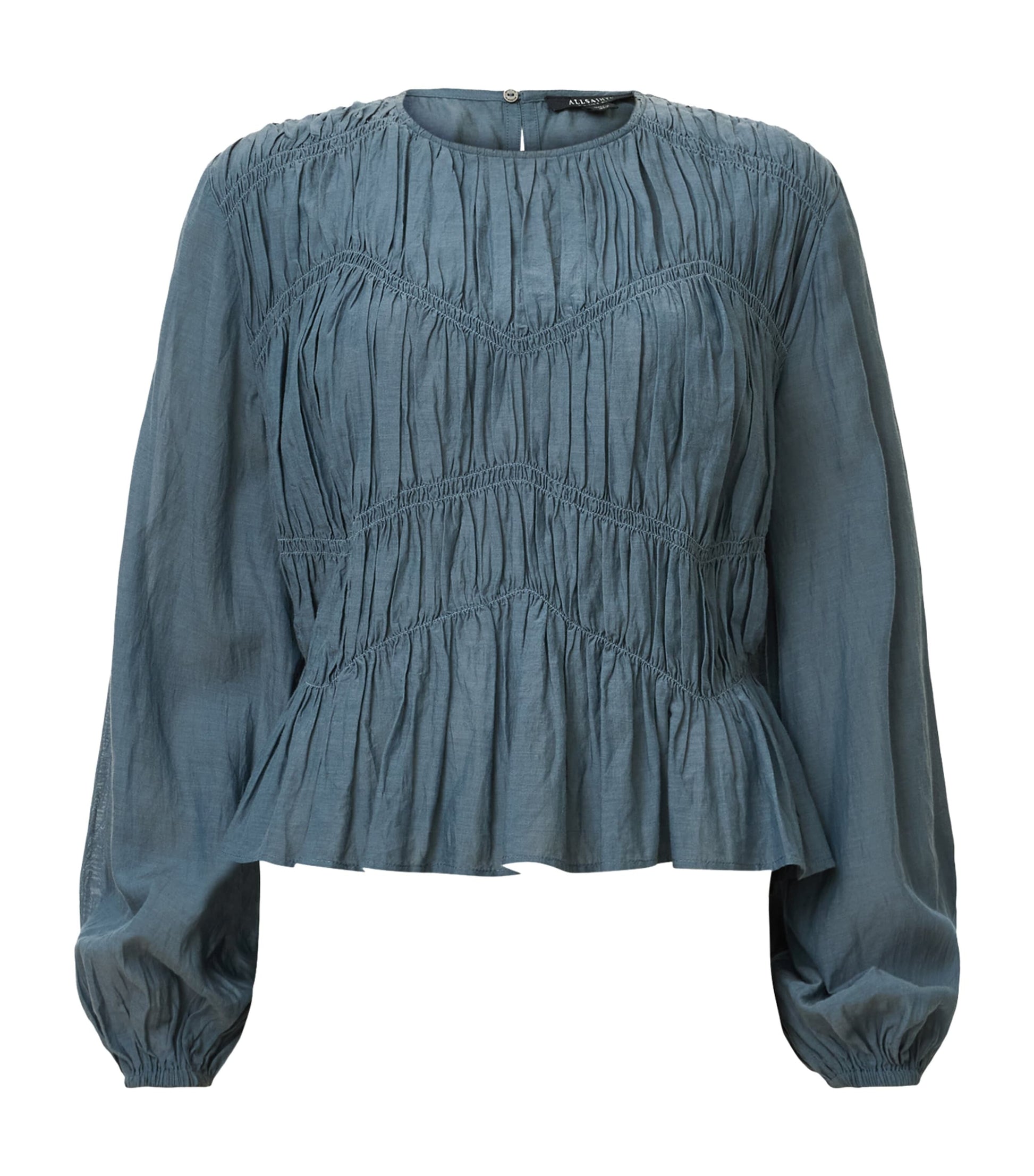 AllSaints Blue Gathered Melani Blouse