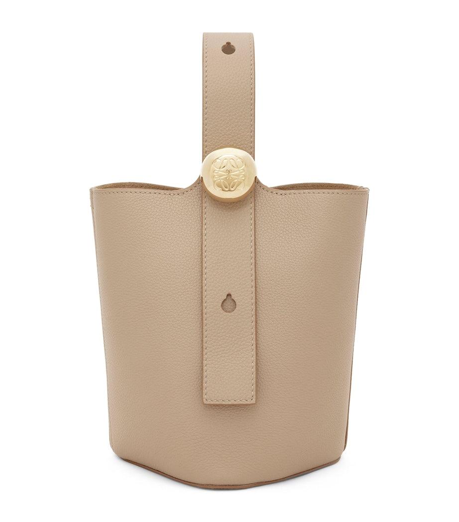 LOEWE Beige Mini Leather Pebble Bucket Bag