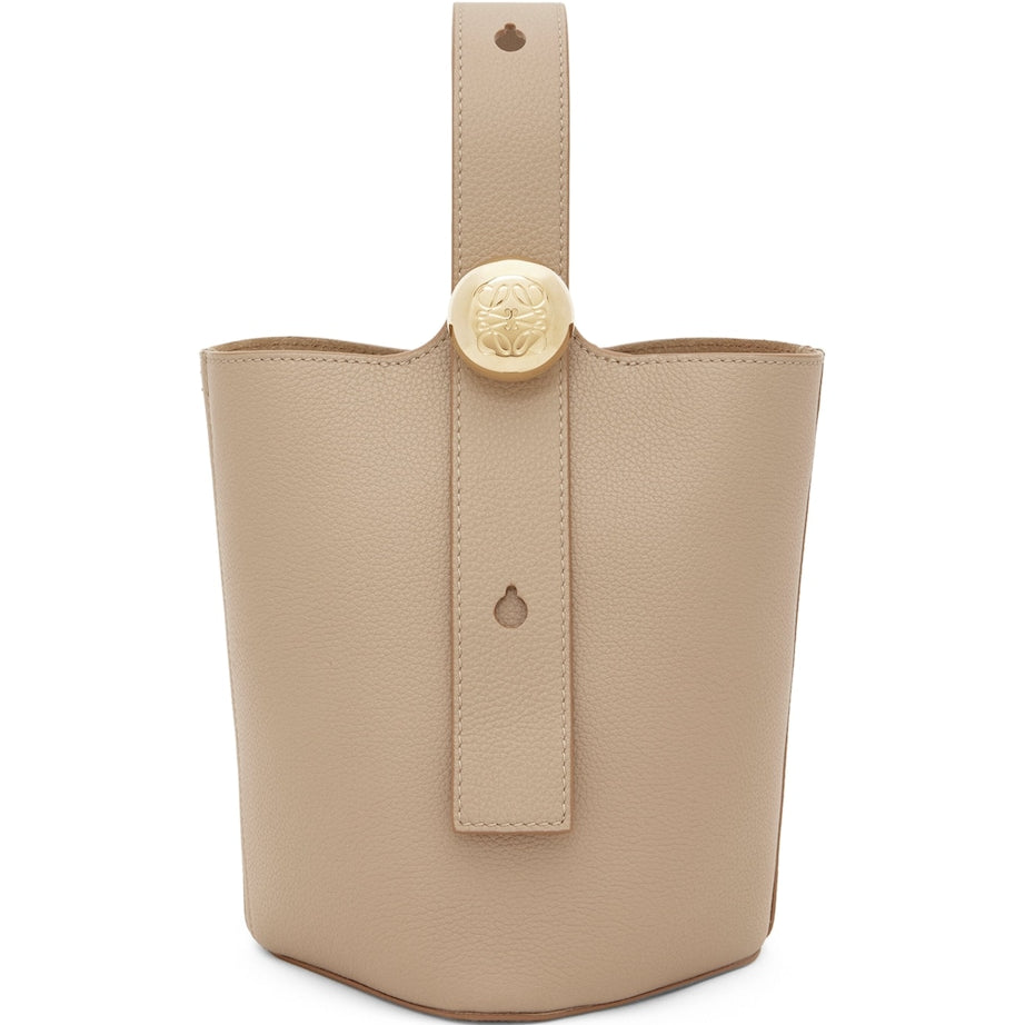 LOEWE Beige Mini Leather Pebble Bucket Bag