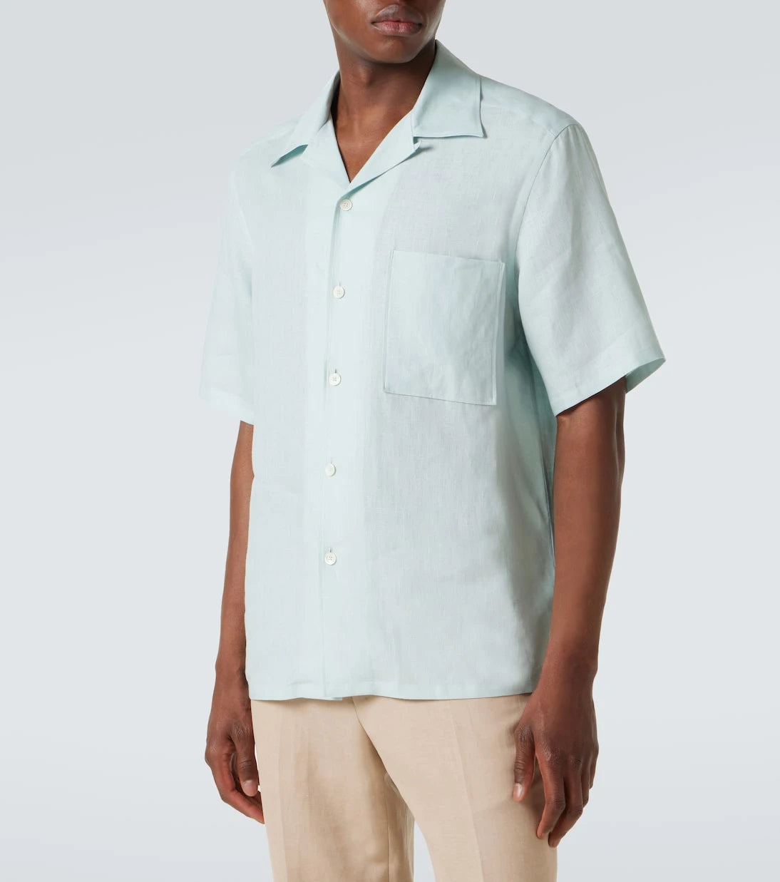 Zegna - قميص بولينج كتان