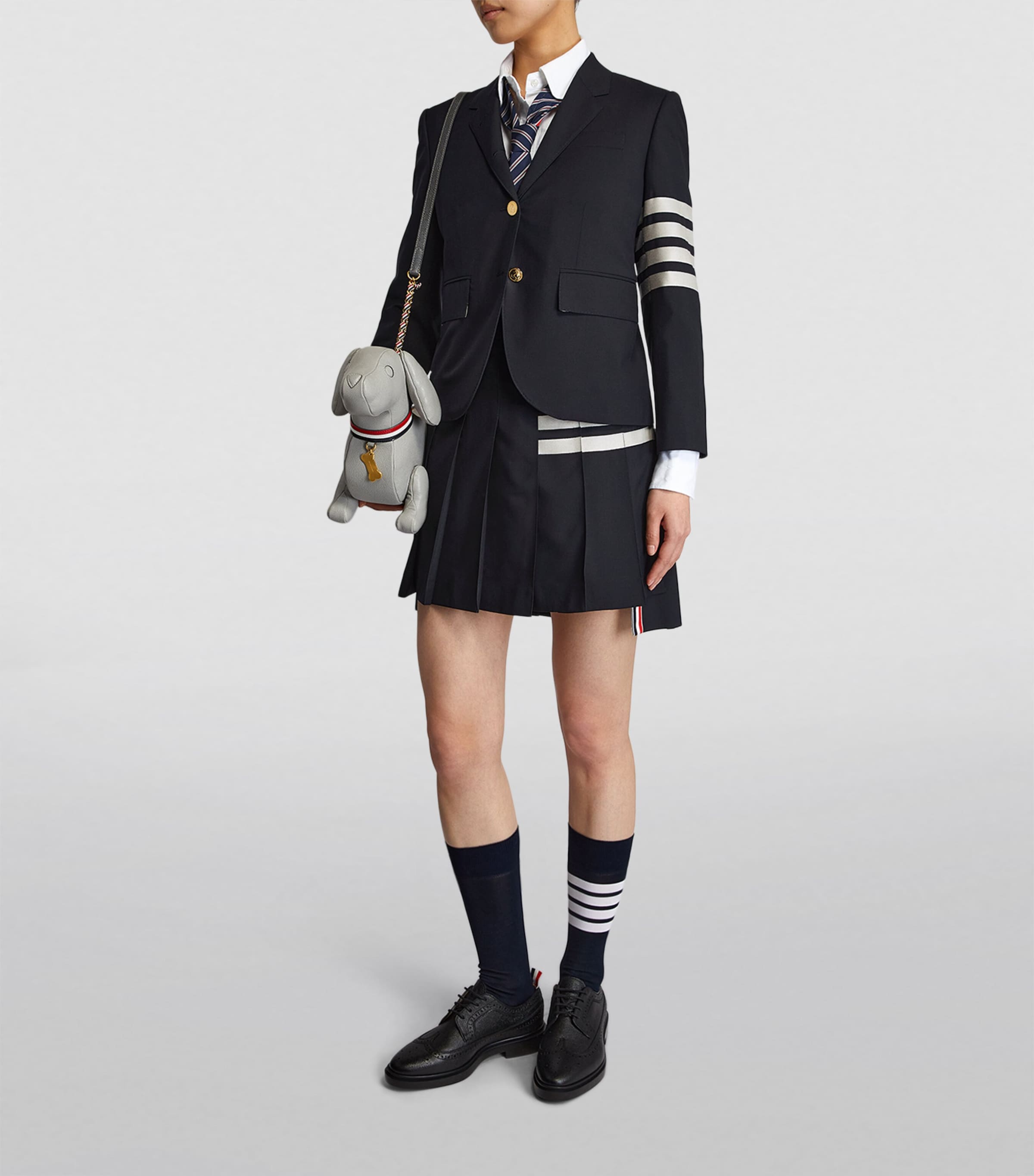 Thom Browne Navy Pleated Mini Skirt