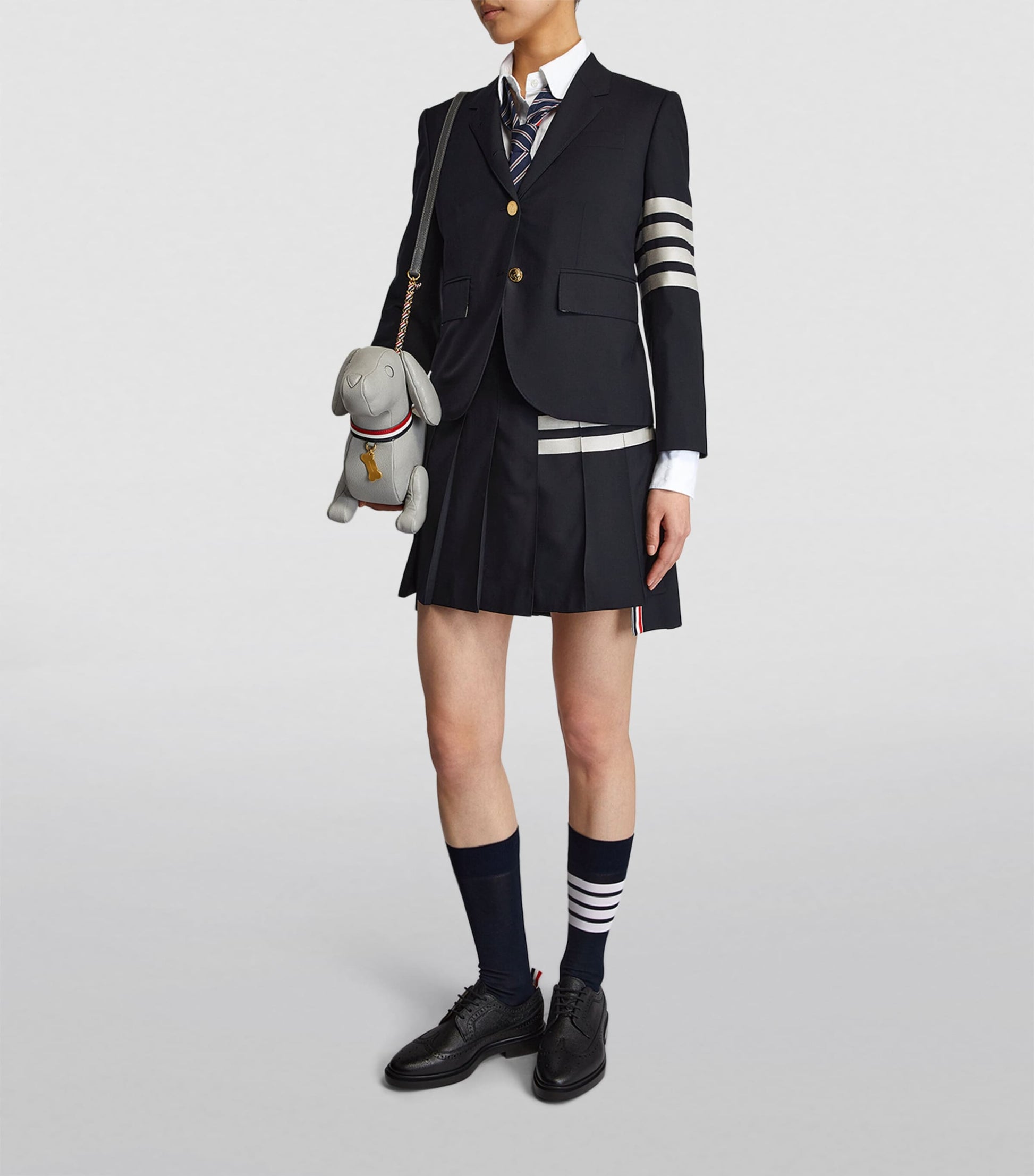 Thom Browne Navy Pleated Mini Skirt