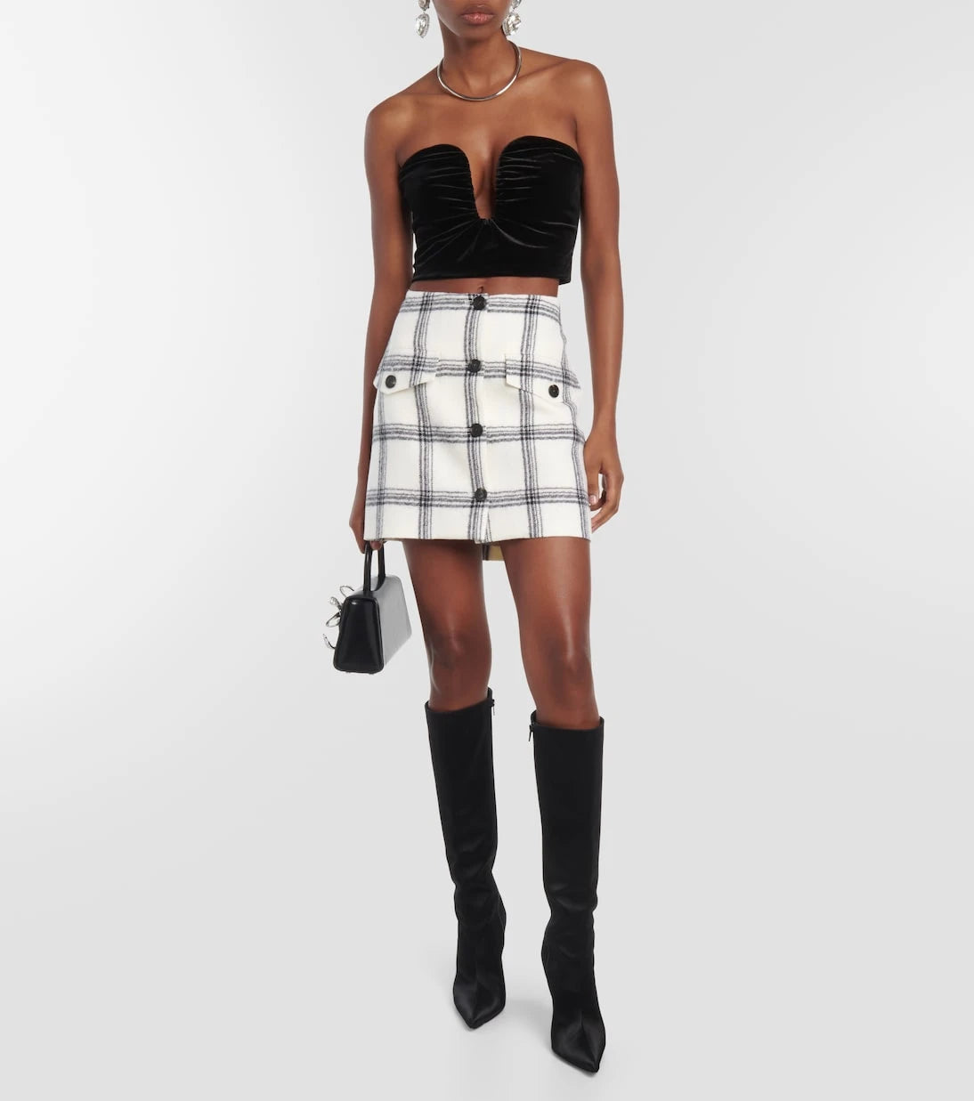 Self-Portrait - Velvet crop top