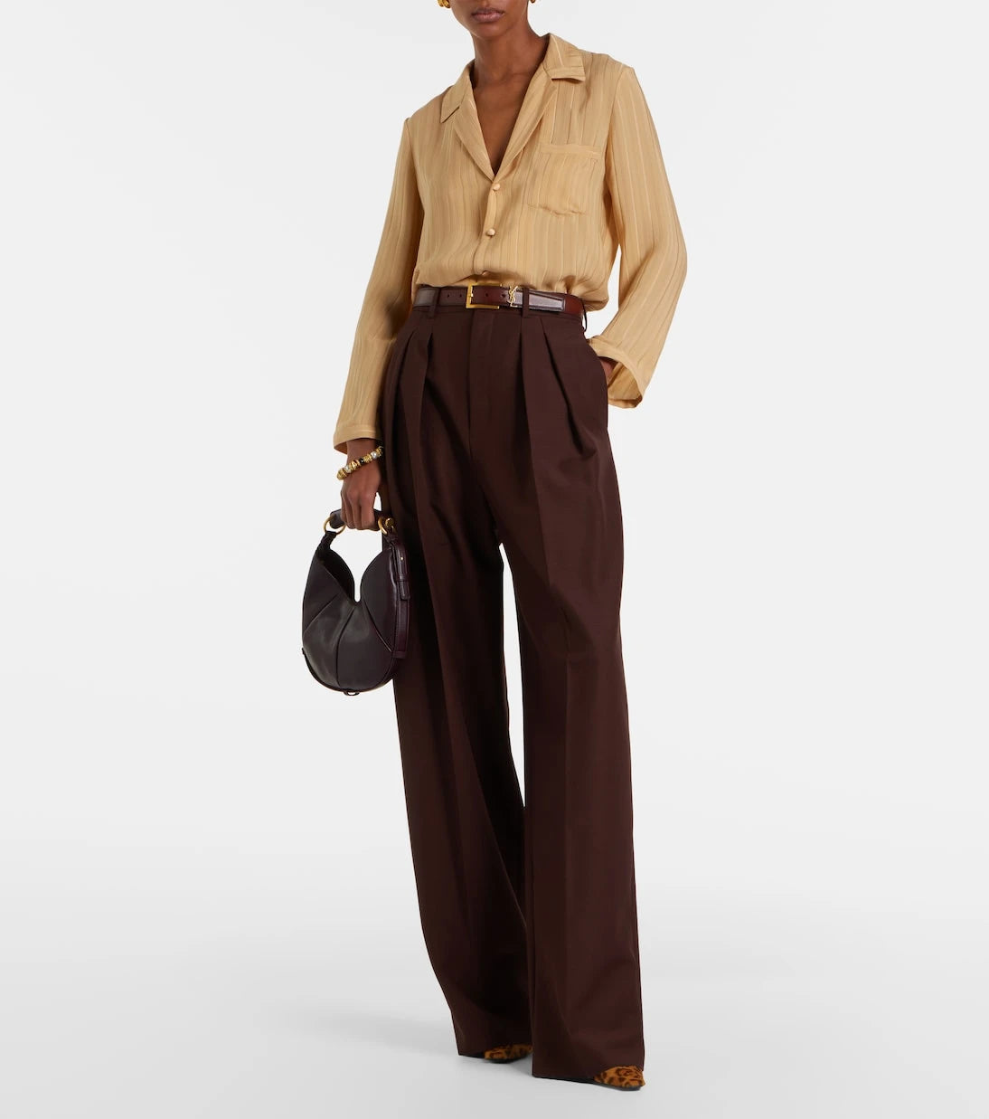 Saint Laurent - Wool and mohair wide-leg pants