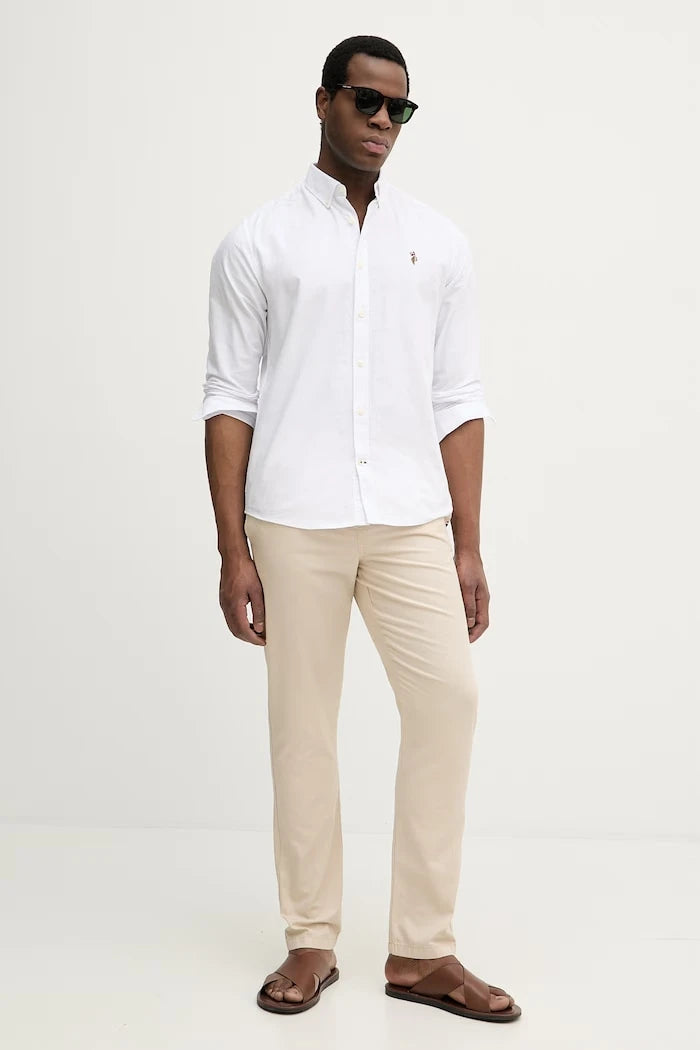 U.S. Polo Assn. риза мъжка от памук PEACHED OXFORD LS