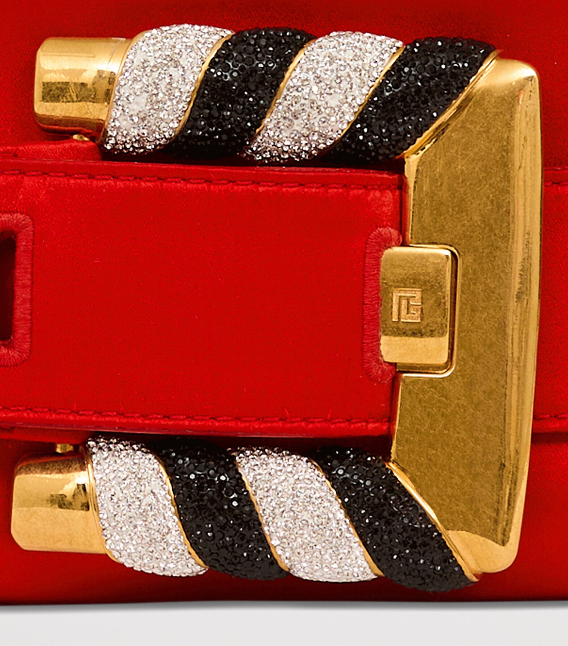 Balmain Red Satin Anthem Clutch Bag