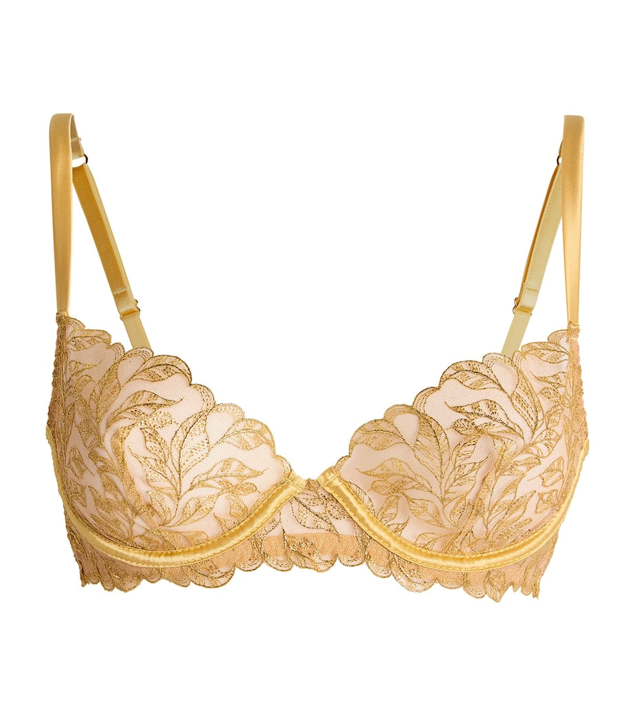 Embroidered Liora Plunge Bra Gold