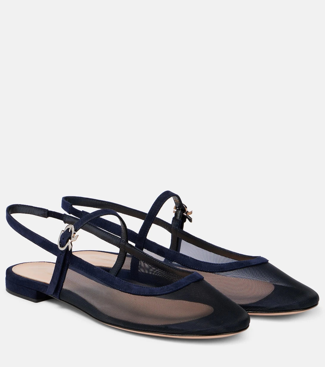 Gianvito Rossi - Leather-trimmed organza ballet flats