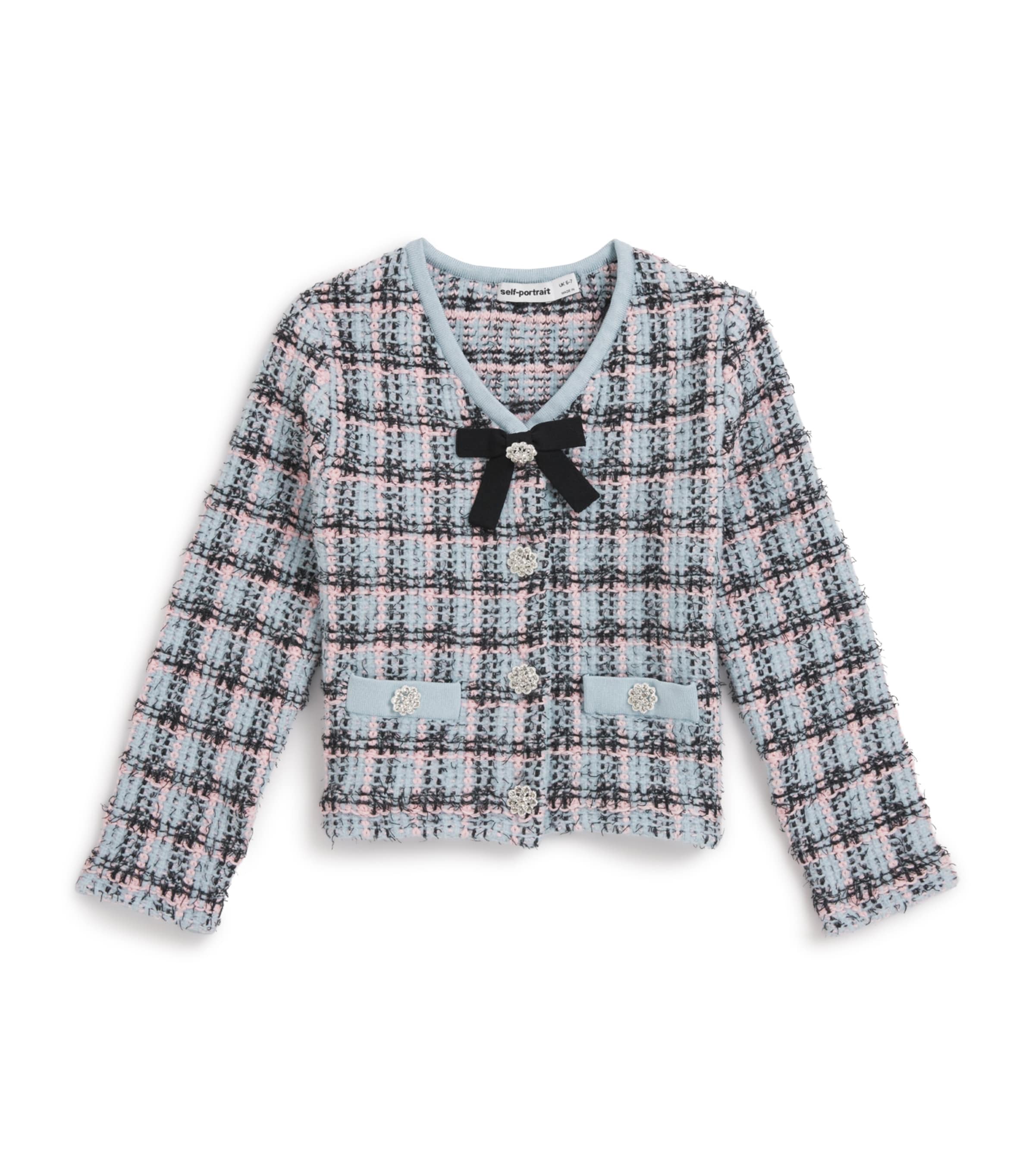 Self-Portrait Kids Cotton-Blend Check Cardigan (3-12 Years)