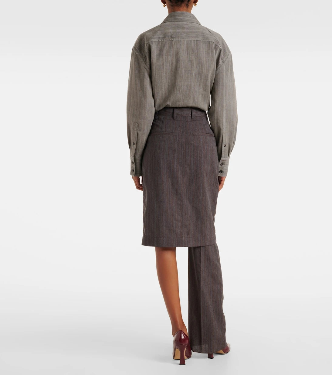 Bottega Veneta - Asymmetric striped wool skirt pants