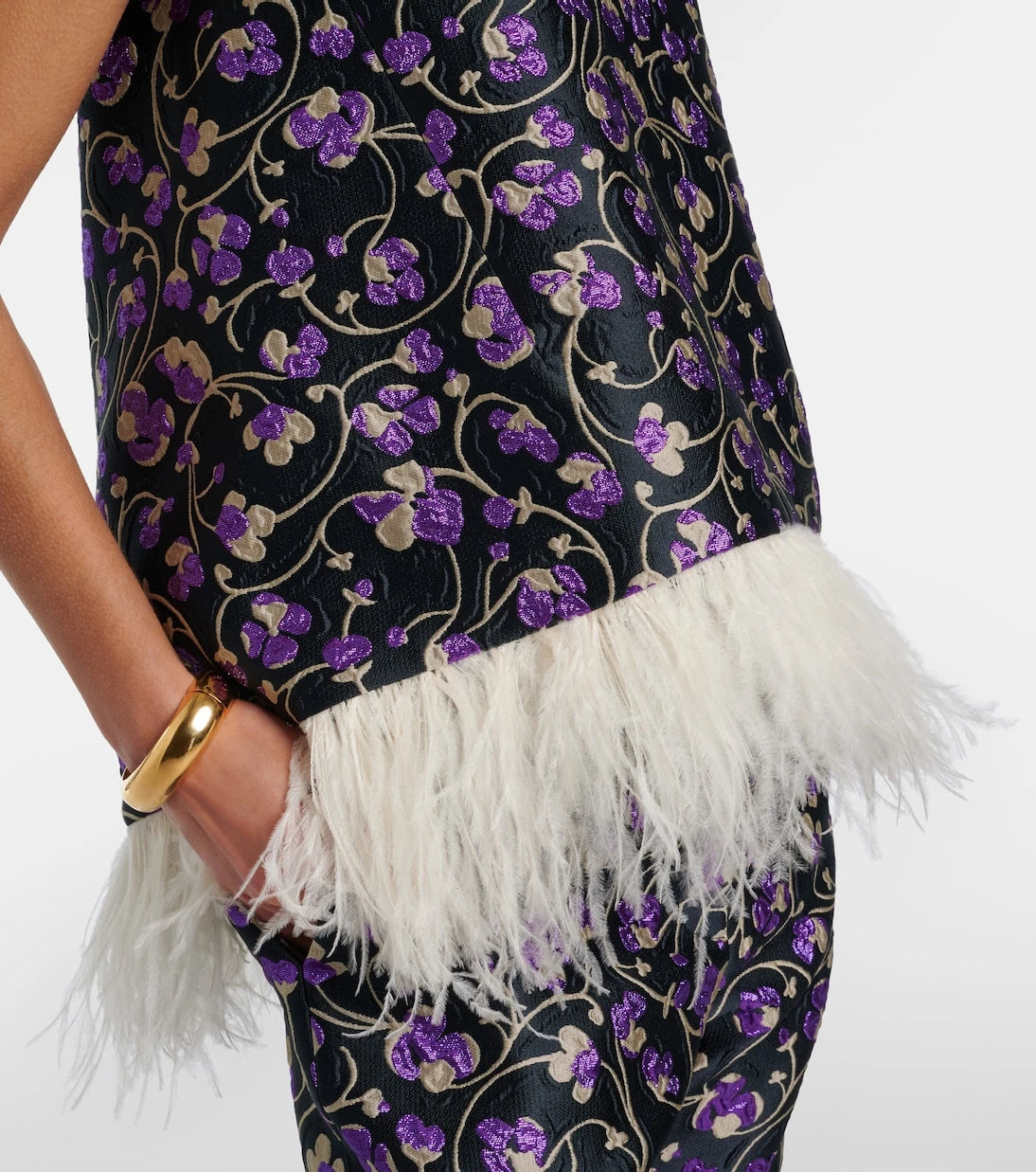 La DoubleJ - La Scala feather-trimmed jacquard top
