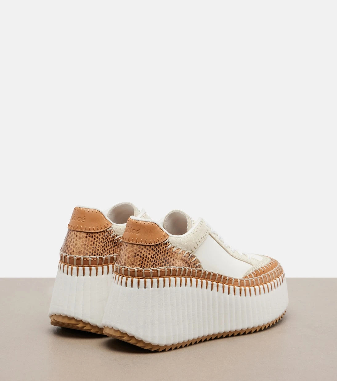 Chloé - Nama leather-trimmed platform sneakers