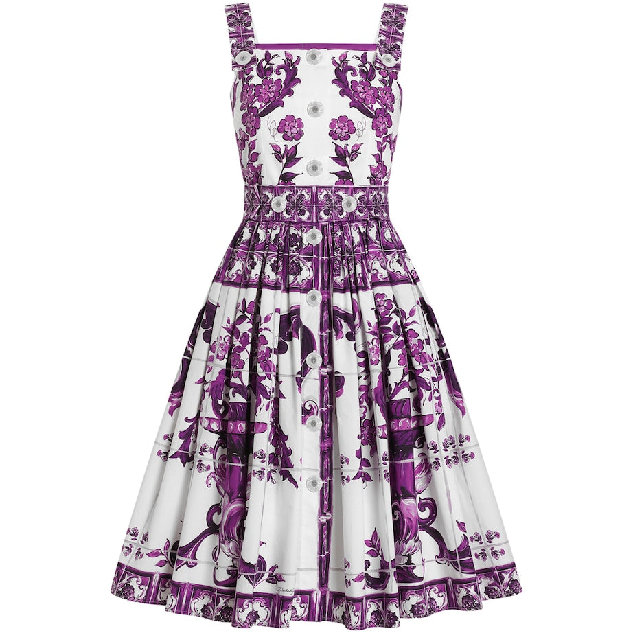 Dolce & Gabbana Multi Cotton Majolica Print Mini Dress