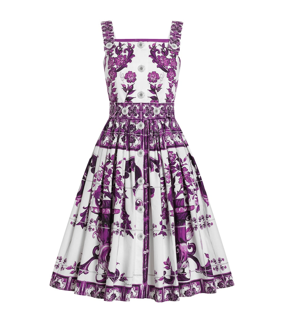 Dolce & Gabbana Multi Cotton Majolica Print Mini Dress