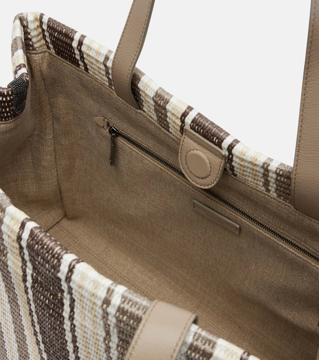 Brunello Cucinelli - Monili Medium striped raffia tote bag