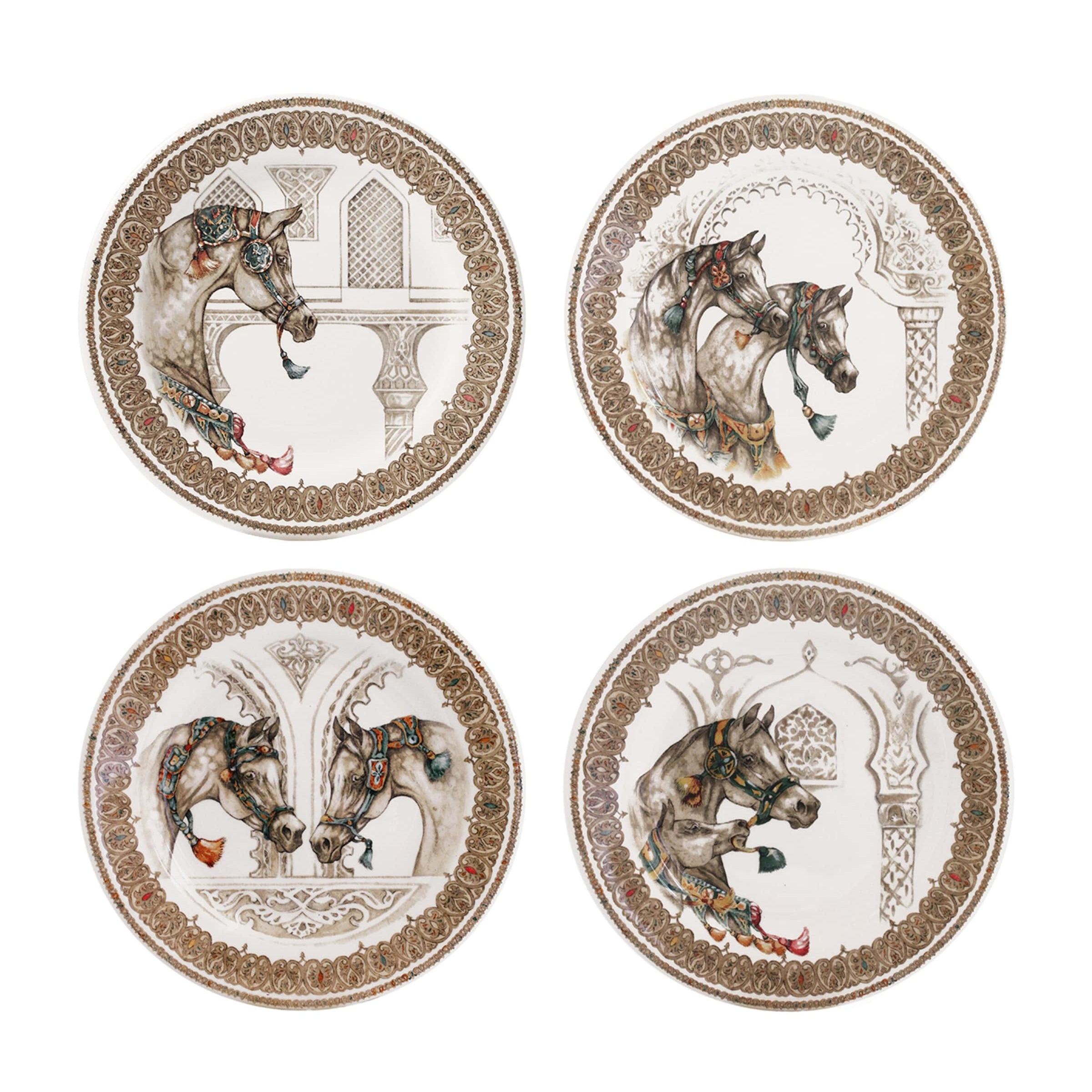 Set of 4 Chevaux du Vent Dessert Plates (22cm)
