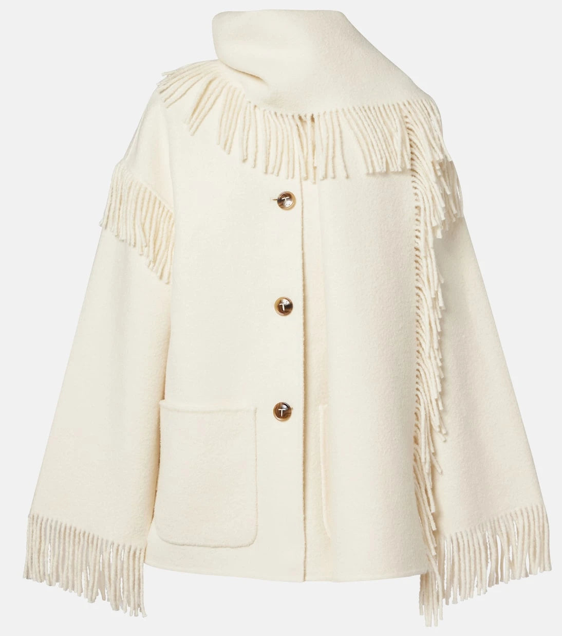Toteme - Fringed wool-blend scarf jacket