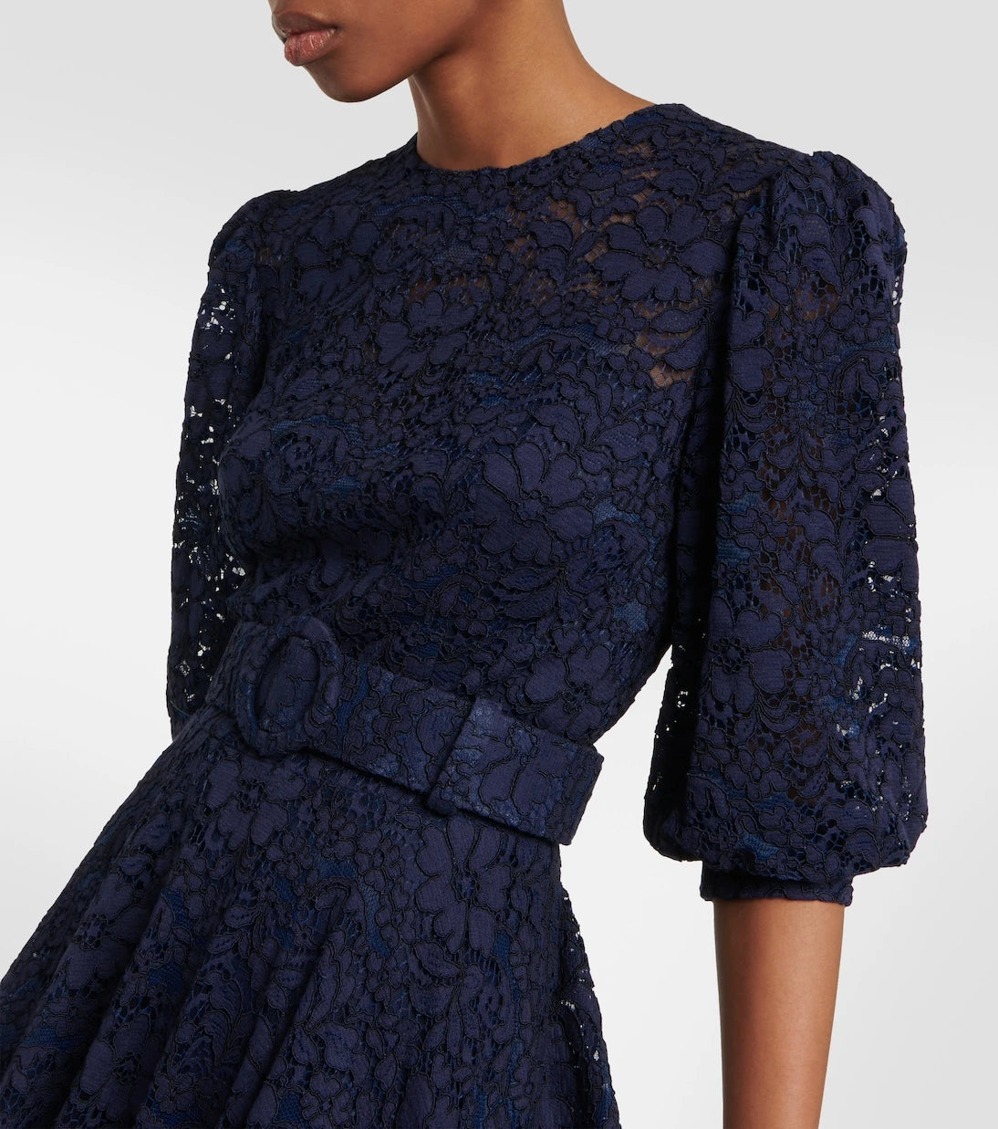 Costarellos - Belted lace midi dress