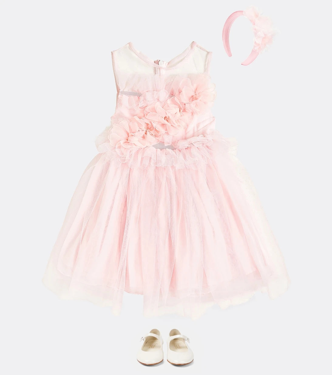 Patachou - Floral-appliqué tulle dress