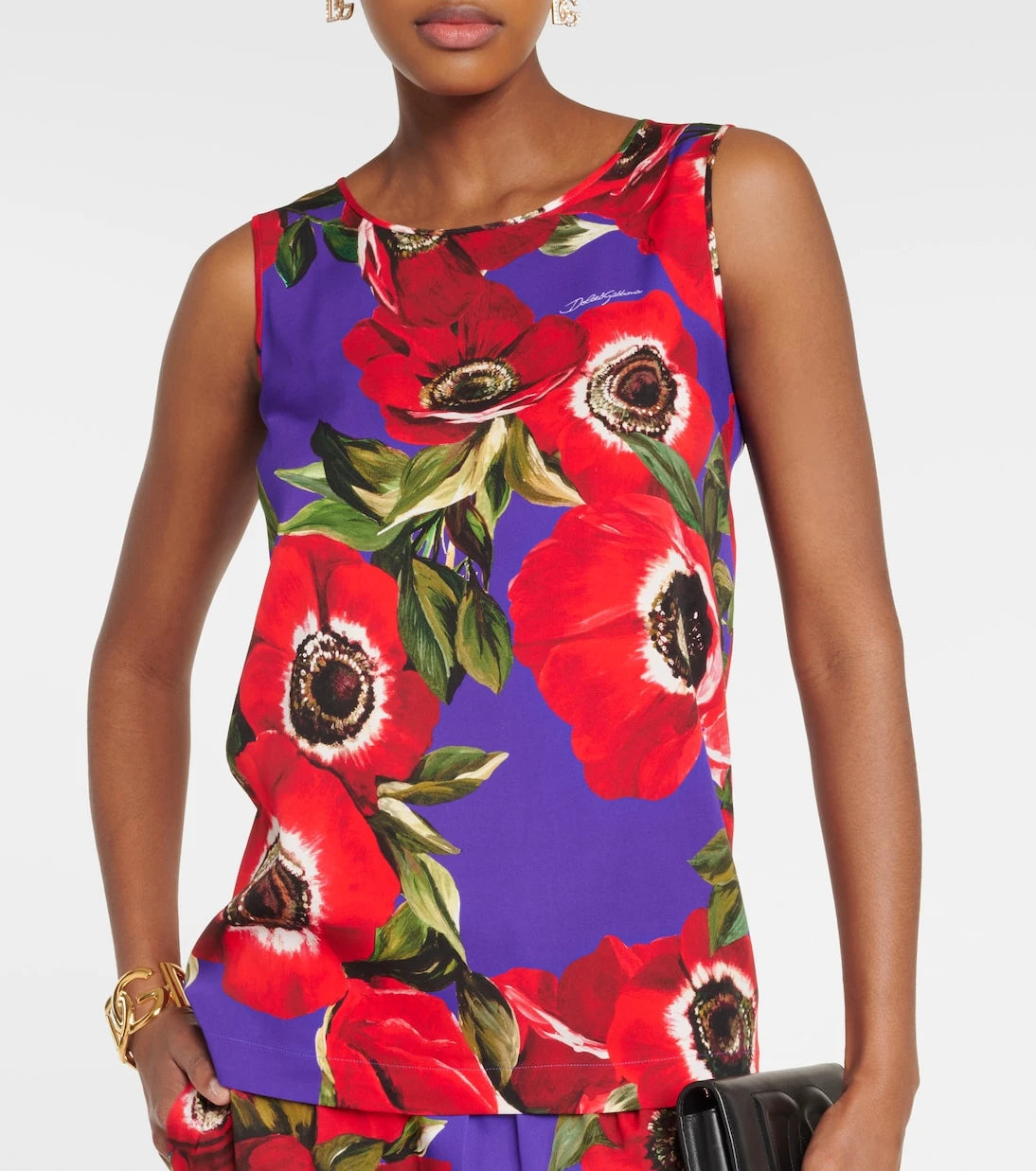 Dolce&Gabbana - Anemone silk-blend charmeuse top