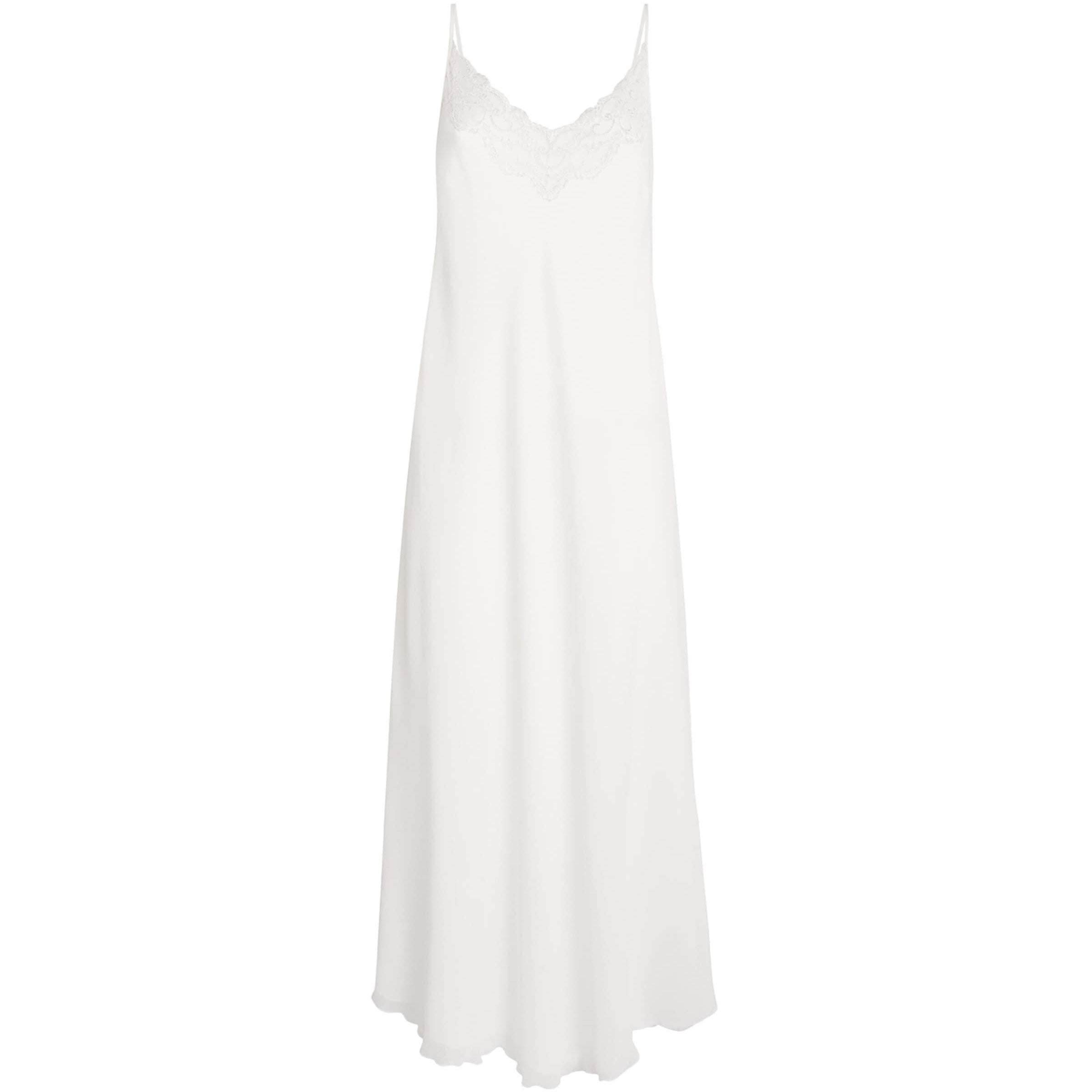 Bocan Ivory Silk Chiffon Lace-Trim Elora Nightdress