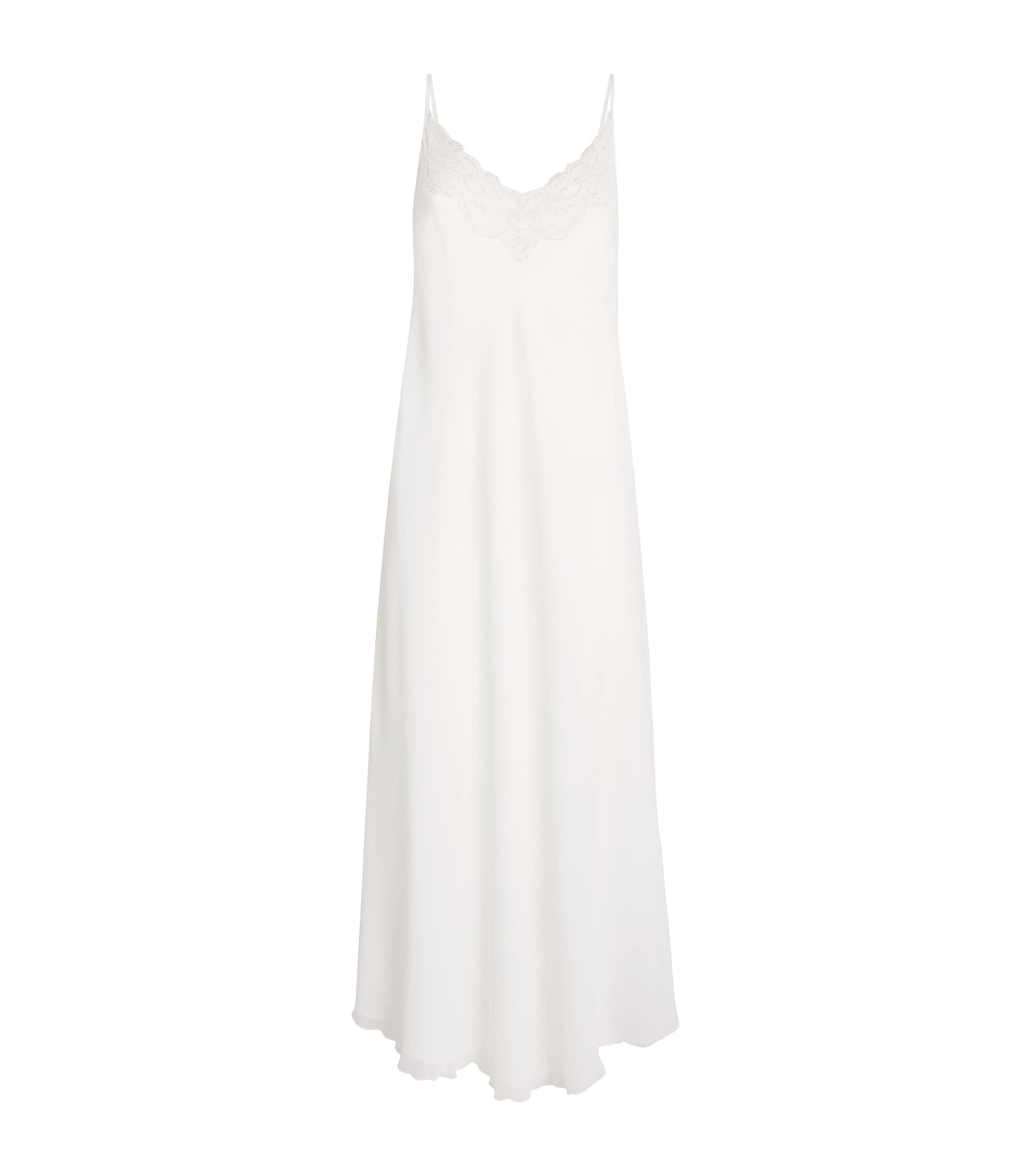 Bocan Ivory Silk Chiffon Lace-Trim Elora Nightdress