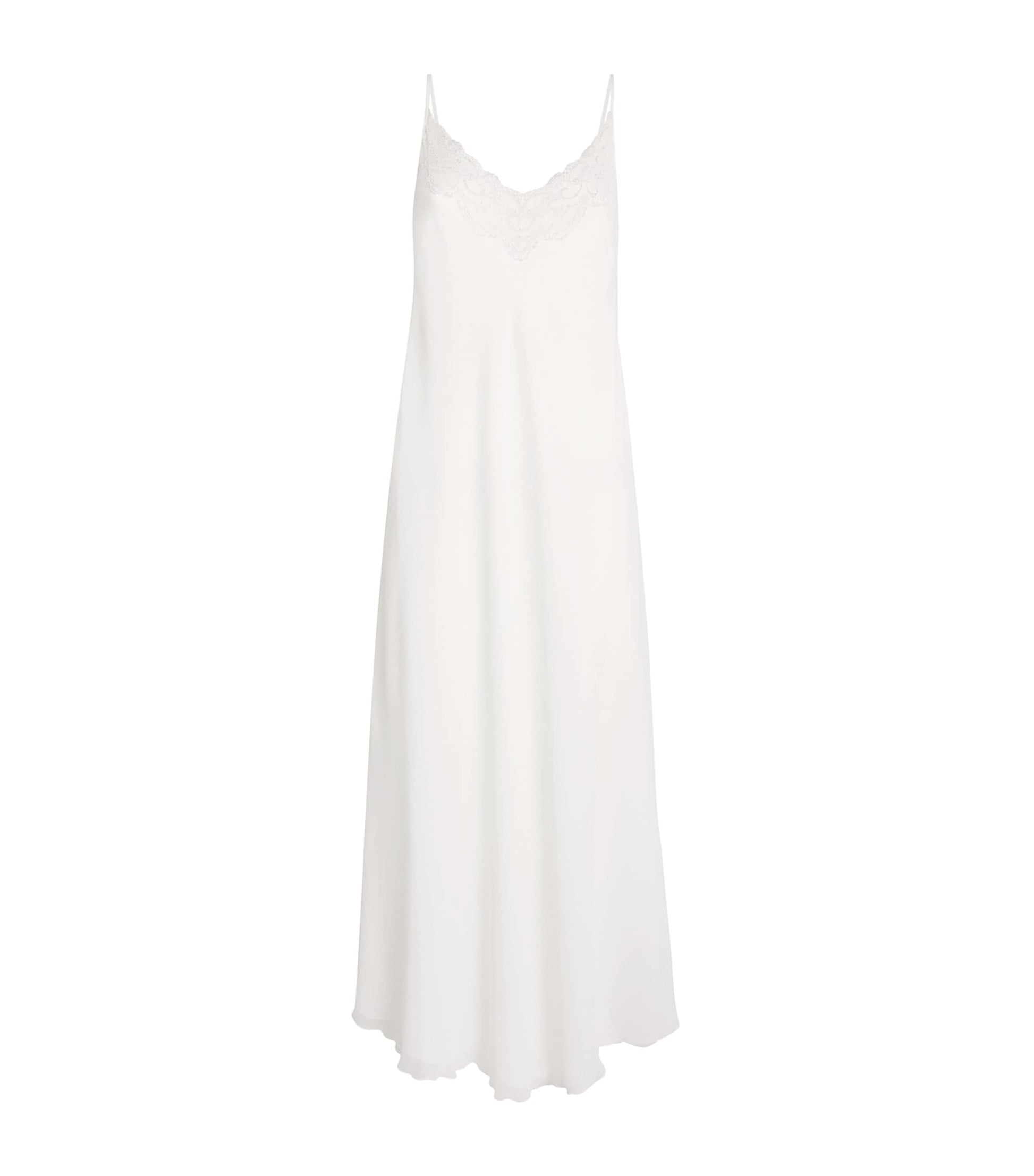 Bocan Ivory Silk Chiffon Lace-Trim Elora Nightdress