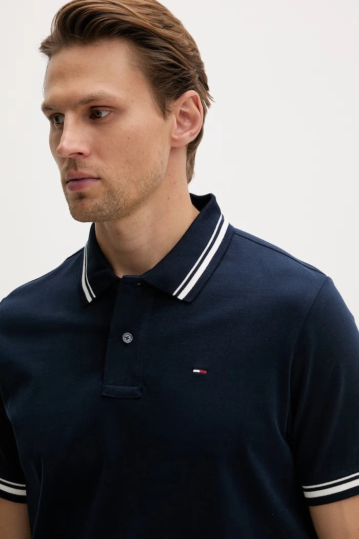 Tommy Jeans тениска с яка мъжка от памук