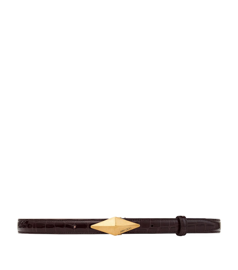 Brown Leather Diamond Clasp Belt